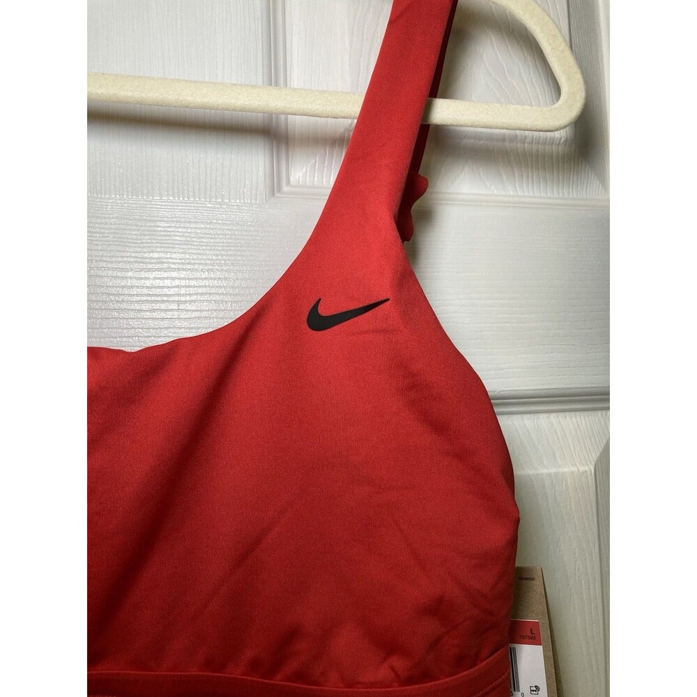 Nike Red Tankini Swim Top Adjustable Strap Logo Women's Size L NWT $60 Retail - Picture 3 of 10